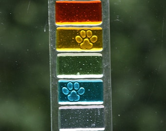 Pet memorial rainbow suncatcher, fused glass pet loss gift, pet remembrance