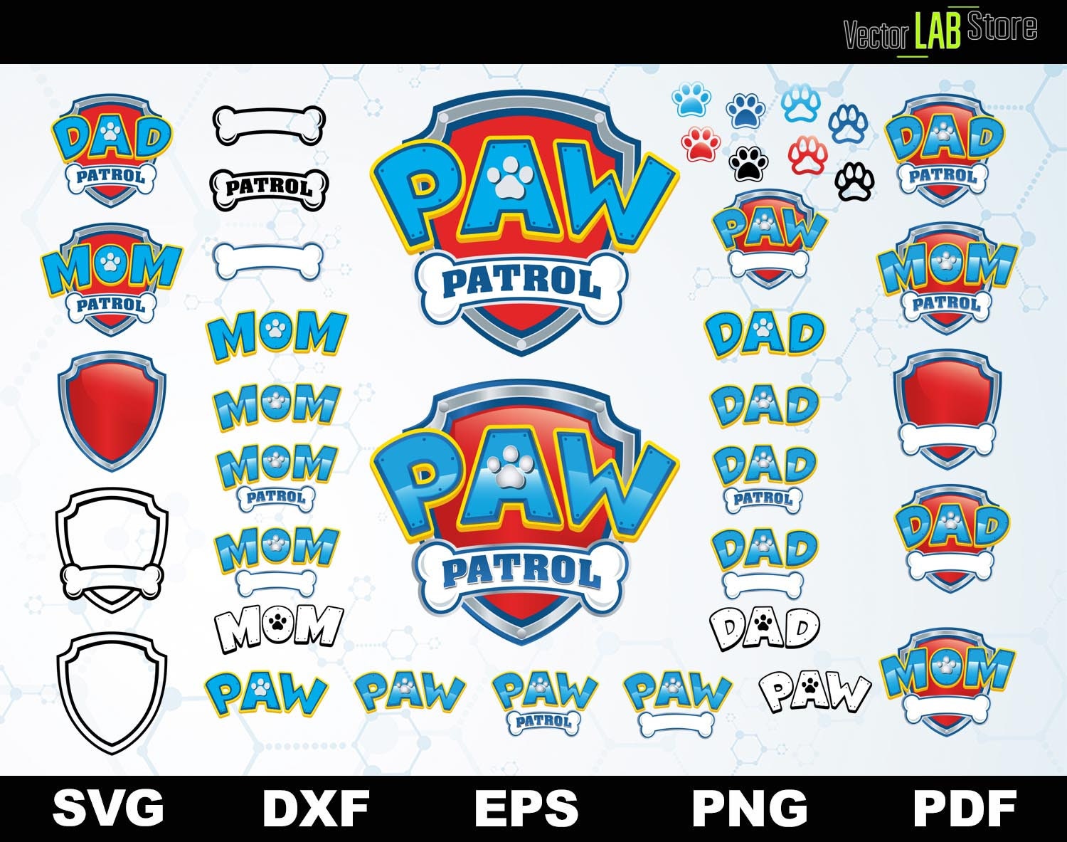 Paw Patrol Vector Cutting Files and Clipart Svg Dxf Eps Png