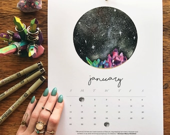 2018 Many Moons Calendar / Moon Calendar / Moon Art