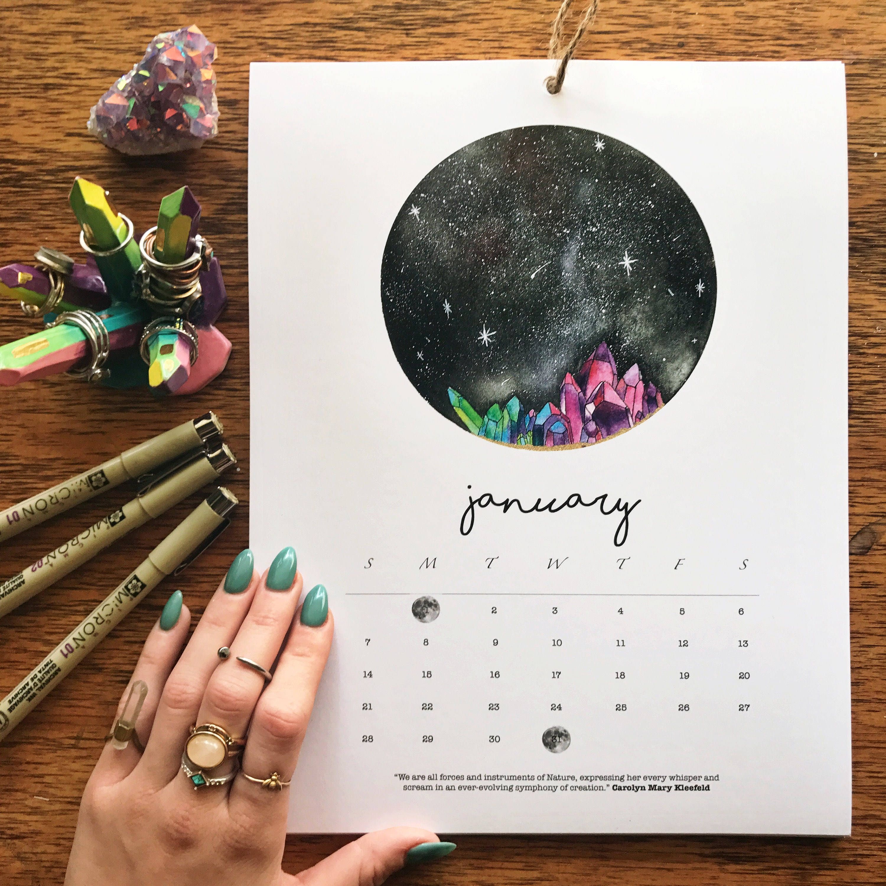 2018 Many Moons Calendar / Moon Calendar / Moon Art
