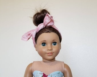 Pink and White Floral Headscarf for 18 inch dolls by The Glam Doll