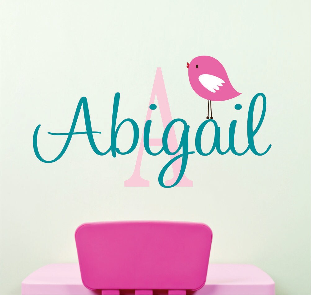 Wall Decals Nursery Bird Wall Decal Girl Name Decal Baby