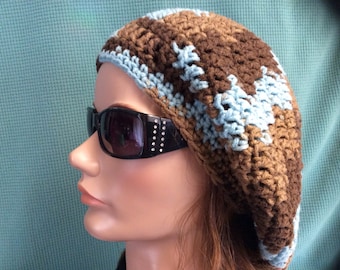 Brown & Teal Slouchy hat