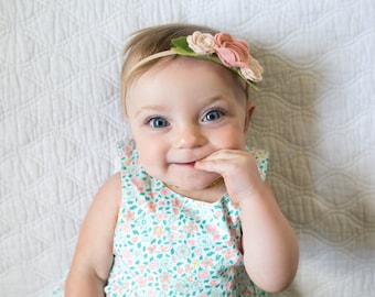 Felt Rose Flower Crown Nylon Headband - CHOOSE ANY COLORS, 40+ Colors / Felt Flower Headband / Felt Rosette Headband / Felt Flower Crown