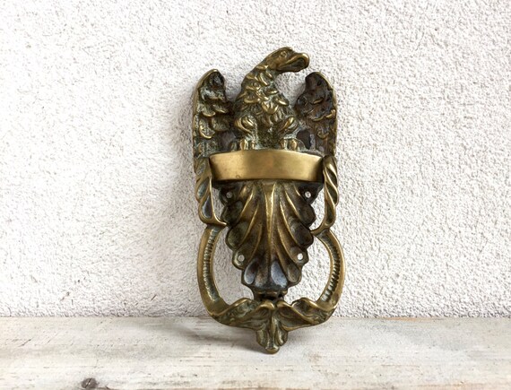 Vintage Brass Eagle Door Knocker, Large Door Knocker, Solid Brass Vintage Brass Eagle Door Knocker, Large Door Knocker, Solid Brass from EnchantedWestVintage on Etsy Studio - Vintage Brass Eagle Door Knocker, Large Door Knocker, Solid Brass