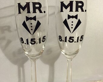 Gay/Same Gender champagne glasses/toasting flutes (set of 2)