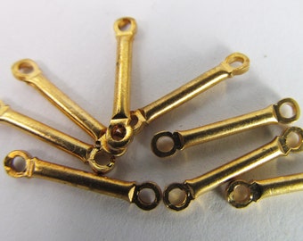 40 Vintage 14mm Skinny Brass Two-Loop Connectors Mt252