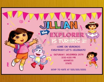 Personalized Dora the Explorer Birthday Party Invitation, Dora Birthday Invitation, Dora Birthday Party,Dora the Explorer Birthday