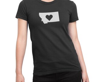 Womens Montana State Heart Love Logo Shirt