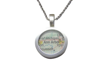 Ann Arbor Michigan Map Pendant Necklace