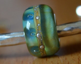 SALE - Unique Handmade Lampwork Glass European Charm Bead with Pure Silver - SRA - Fits all charm bracelets - Silver Core Options