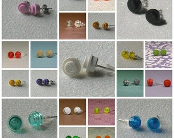 Colorful Mini Brick/Plate/Disc Earrings- Your Choice Two Pairs
