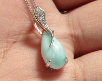 Larimar Necklace, 925 Sterling Silver, Larimar, Gemstones, Pendant Necklace, Necklace, Silver Jewelry, Pendant Gifts for Women, Gift for Her