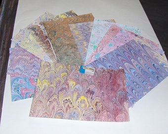 marbled paper, pack 12, ebru ,,マーブル紙, marmorpapier. decorative paper, - cm 25 x 17,35 - 448