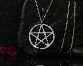 Silver Pentagram necklace, pentagram charm, pentagram pendant, silver pentacle necklace, sterling silver, pentacle pendant, wiccan jewelry