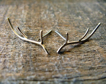 Sterling Silver Antler Earrings
