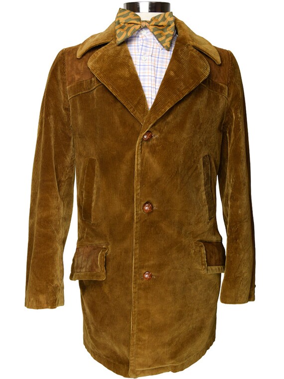 40l Dark Brown Corduroy Coat With Suede Accents Plaid Lining Like This Item