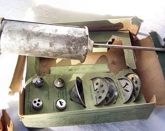 Smart Set Vintage Cookie Cake Decorator with Original Box Kit, Cookie Cooky Press, Metal Cookie Press, Food Decorator, Metal Food Cookie Gun