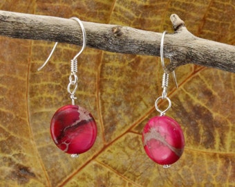Sterling Silver and Red Dyed Jasper earrings