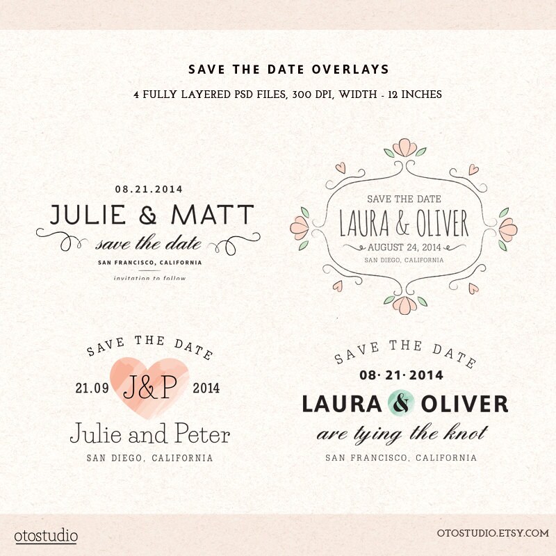 digital save the date overlays wedding photo card overlays
