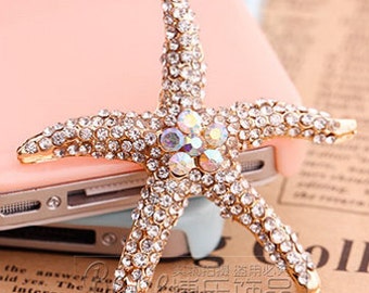 Flat Back Rhinestone Button Starfish Button (55 mm) BL-022