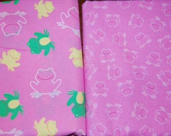 Pink Yellow Green Frog Fabric 1 yard Boutique