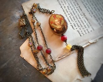 A Simple Memory. Locket Assemblage Necklace