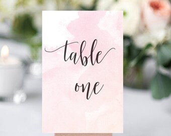 Watercolour l Table Numbers | Printable Table Numbers | Download | Reception | Wedding Table Numbers