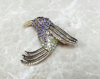 Hummingbird Brooch, Hummingbird Pin, Rhinestone Bird, Monet Hummingbird, Vintage Hummingbird, Vintage Bird Brooch, Vintage Bird Pin
