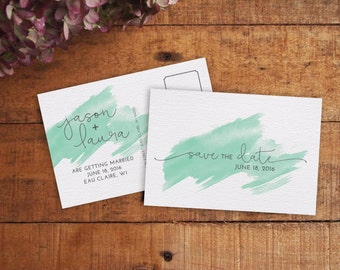 Save the Date, Save the Date Postcard, Printable Save the Date, Watercolor Save the Date, Modern Save the Date, Mint Save the Date,