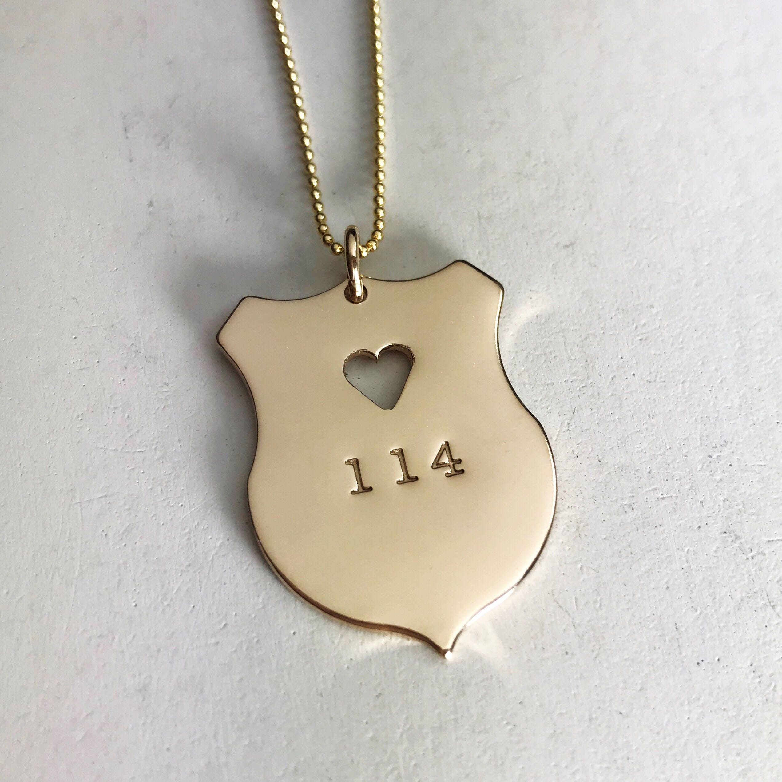 Police Badge Necklace 14K GoldFilled Law Enforcement