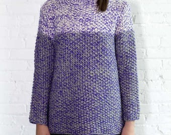 Colorblock Half Turtleneck Handknit Sweater