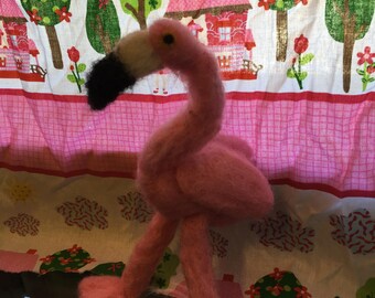 Handmade Felted Flamingo