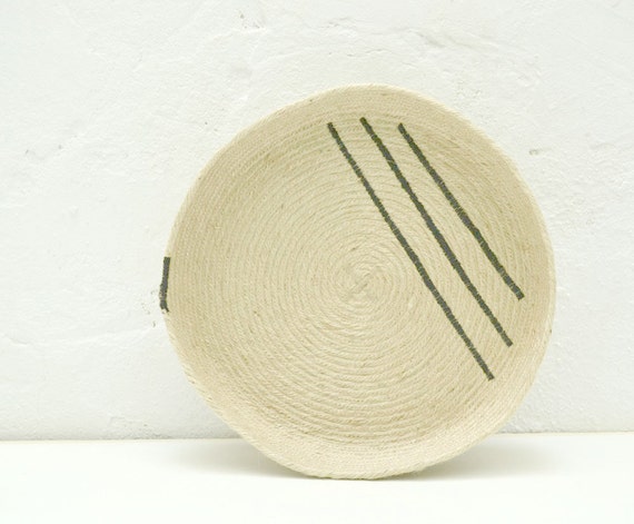 Jute rope coffee tabletop tray. Kitchen decor basket for a boho decor. Modern basketry tray or centrepiece bowl