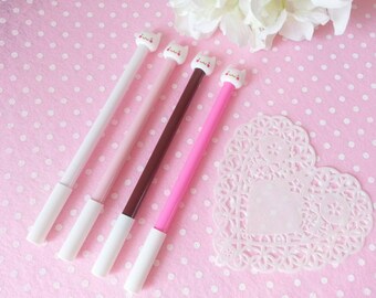 Stylo tête de chat kawaii et pastel