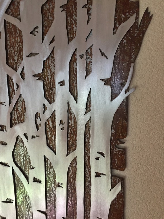 Metal wall art Aspen tree forest Gift for the couple.