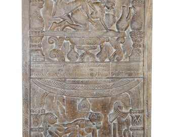 Khajuraho Inspired Vintage Kamasutra Hand Carved Wall Sculpture Art, Barn Door,Bedroom Decor, Wall Hanging