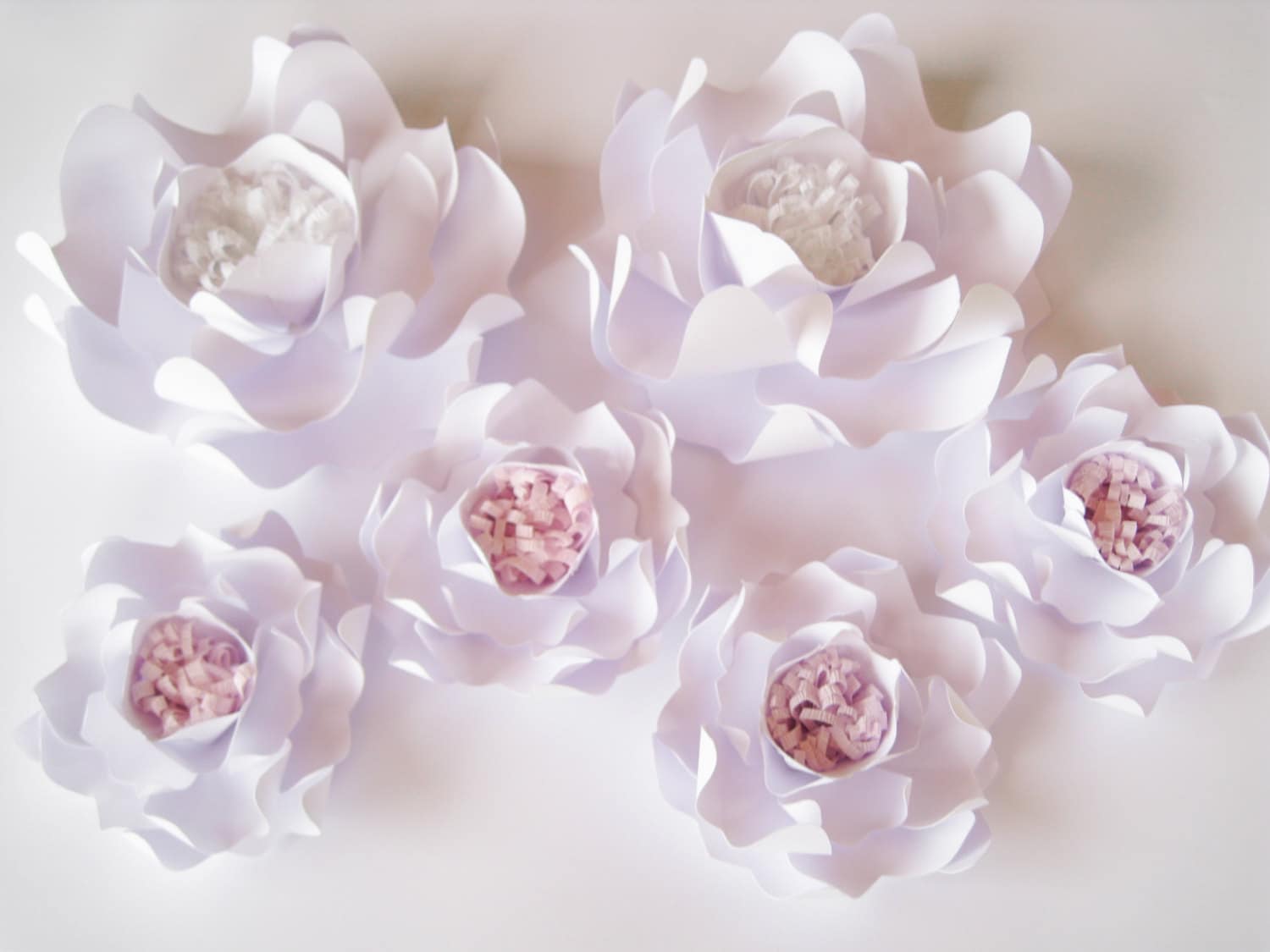 Set of 6 White Paper Flowers Big Paper Flowers Medium