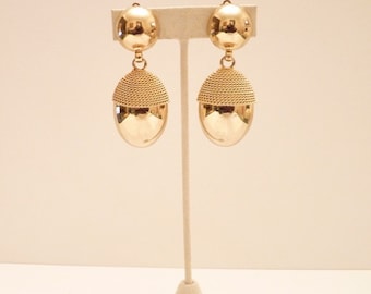 Gold Dangling Earrings with Mesh Trim - 2 1/2 Inches
