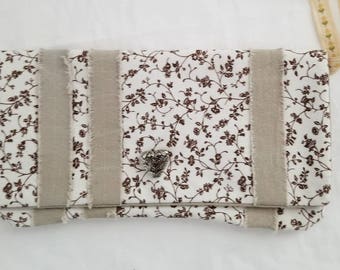 Beige striped and pretty Laura Ashley Cotton print clutch one of a kind.