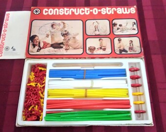 CONSTRUCT-O-STRAWS Building Construction VINTAGE Game By Parker Bros