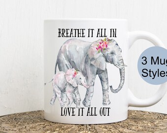 Mother and Baby Elephant Coffee Cup - Elephant Travel Mug - Personalized Coffee Cup - Elephant Coffee Tumbler - Customizable Cup - Mom Gift