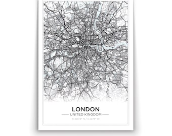 simple scandi city map london or custom city wall art print poster canvas