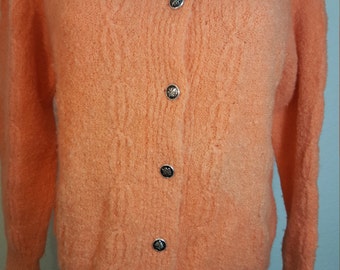FREE SHIPPING 1950 Hand Knit Cardigan Sweater