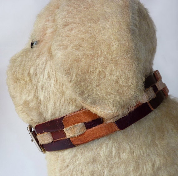Upcycled Dog Collar 70's Linked Leather