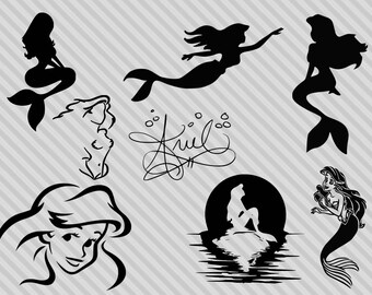 Disney's little mermaid svg bundle, Ariel's signature svg, little mermaid clipart, dxf, png