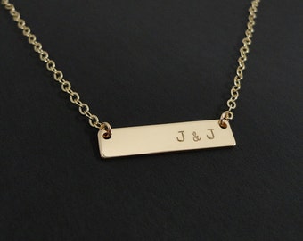 Gold Filled Bar Necklace - Initial Necklace - Personalized Gold Filled Bar Necklace - Personalized Jewelry