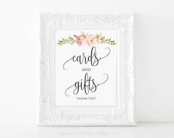 Rustic Peony Floral Cards and Gifts Sign Cards and Gifts Printable Gift Table Sign cards and gifts sign printable Wedding Sign CG03