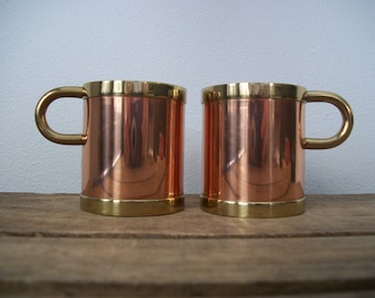 2 Beucler Copper & Brass Mugs Cups Glass Holders for Irish Coffee Tea Hot Beverages (No Glasses) Holders ONLY