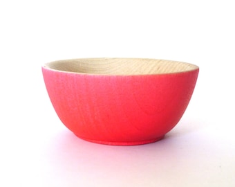 Neon pink wood dish, jewelry dish, ring cup, mini jewelry holder